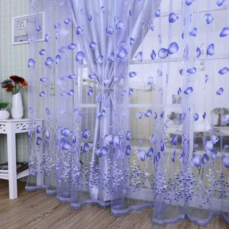 Beeinch Floral Tulle Curtains - Modern Sheer Window Panels for Living Room & Bedroom - Shello's Creative Boutique
