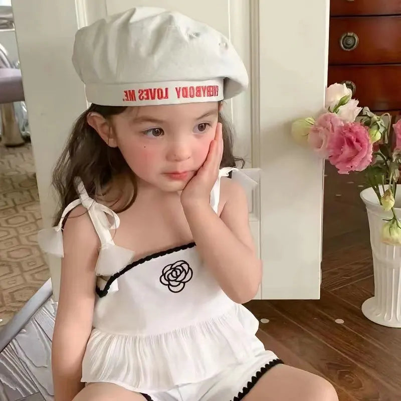 Angela Wonder Girls’ Summer Suspender + Shorts Set – Sleeveless Cotton 2-Piece Outfit Shello's Creative Boutique