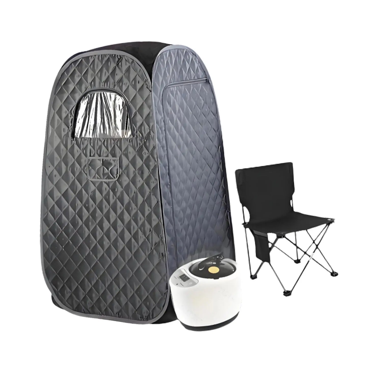 Personal Steam Sauna Tent – Black Oxford Cloth Home Spa, 3L Steamer & Folding Chair