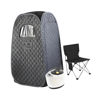 Personal Steam Sauna Tent – Black Oxford Cloth Home Spa, 3L Steamer & Folding Chair