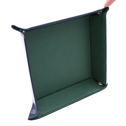 PU Leather Folding Valet Tray – Collapsible Desktop Storage for Keys, Phone, Wallet & Coins