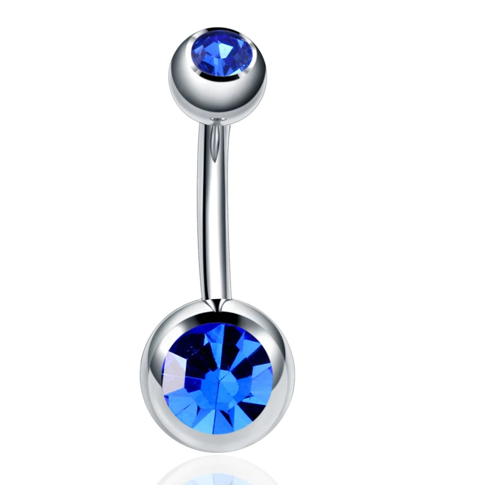 Stainless Steel Cubic Zirconia Drop Navel Ring
