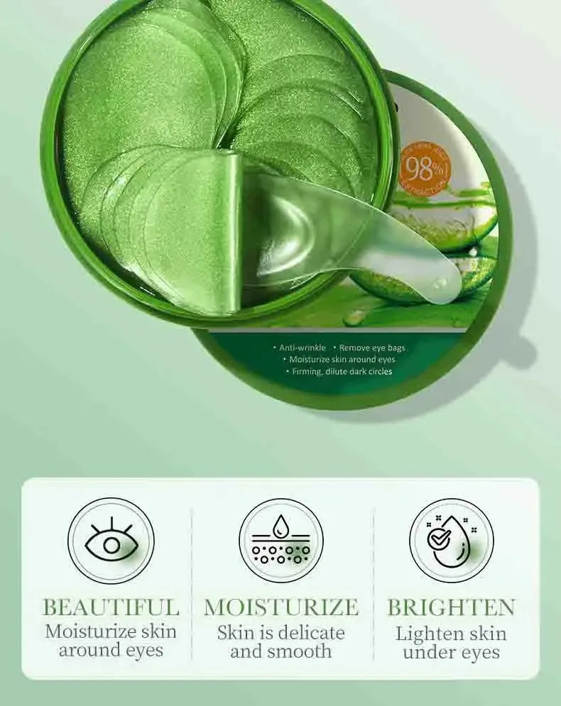 60pcs Aloe Vera Collagen Eye Mask Anti Dark Circles Eyes Bags Moisturizing Anti-Wrinkles Eye Patches Eyes Skin Care Products - Shello's Creative Boutique
