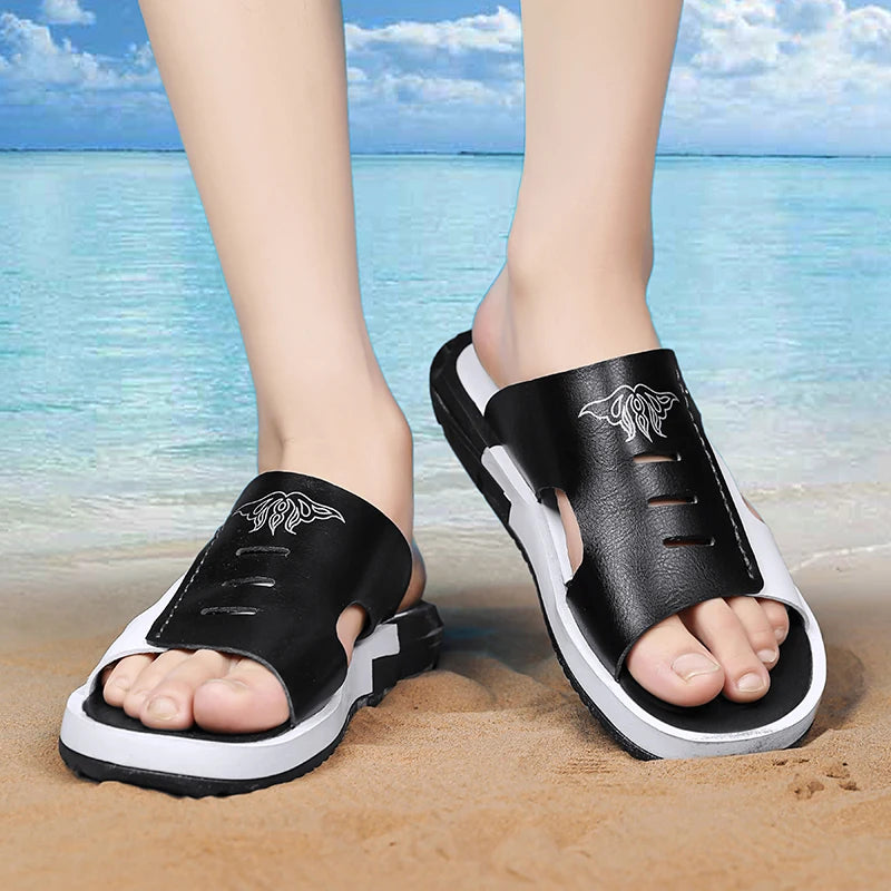 Men's Casual Summer Sandals – Black & Orange