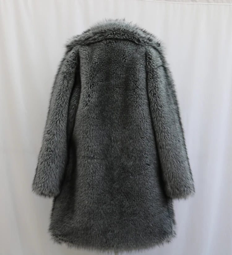 Men's Faux Fur Long Coat - Winter Trench Coat Plus Size