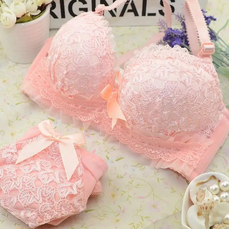 Women’s Wireless Sexy Lace Bra & Panty Set – Push-Up Bralette Lingerie for All Sizes