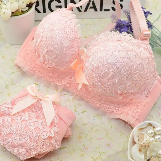 Women’s Wireless Sexy Lace Bra & Panty Set – Push-Up Bralette Lingerie for All Sizes