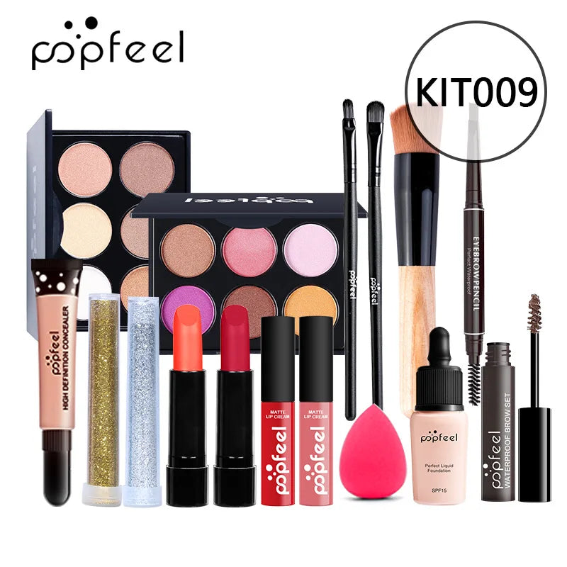 POPFEEL Makeup Full Kit Female Make Up Set Eye Shadow Eyeshadow Palette Lip Gloss Mascara Eyeliner Brushes Bag Make-up for Women - Shello's Creative Boutique