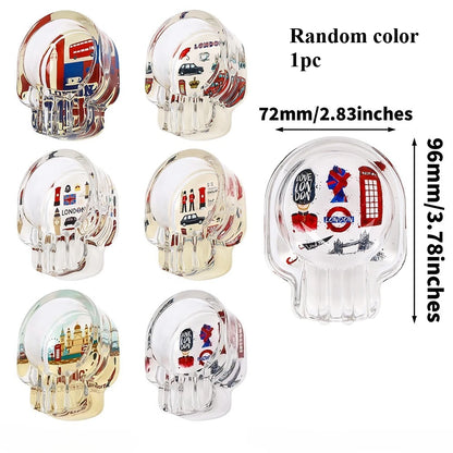 Gothic Skull Glass Ashtray – Detailed Carved Skull Head Design 85mm Smoking Accessory