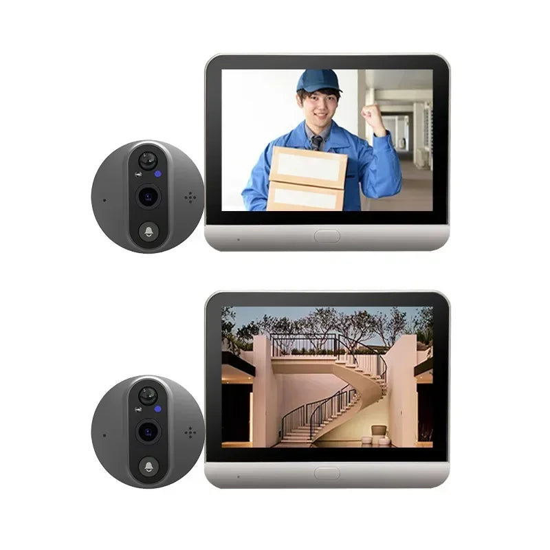 3MP WiFi Peephole Door Camera with 4.3 Inch Screen, Night Vision & PIR Detection