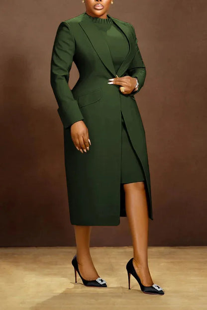 2-Piece Blazer & Dress Set - Plus Size Office Wear - Shello's Creative Boutique