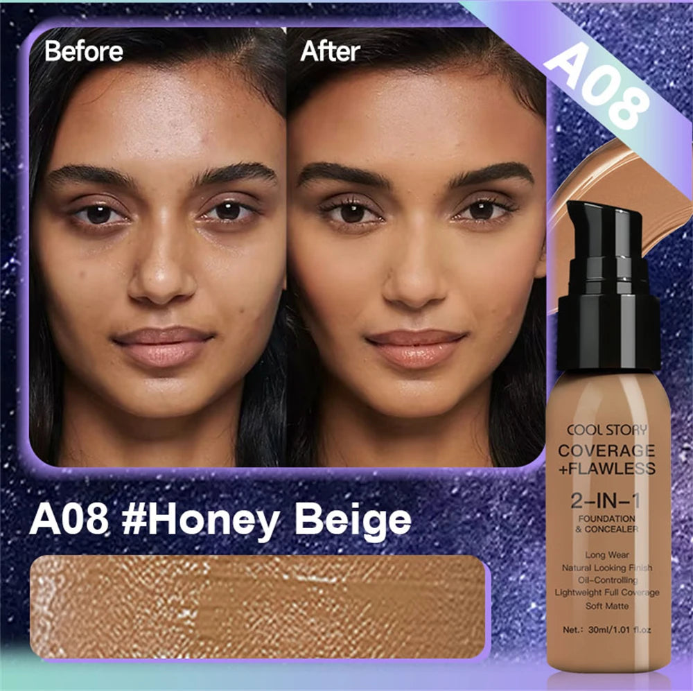 10 Color Lasting Face Foundation Cream Oil-Control Matte BB Cream Liquid Full Coverage Waterproof Hydrating Brighten Concealer - Shello's Creative Boutique
