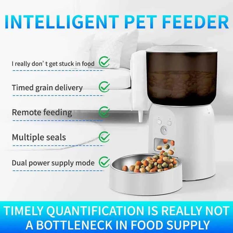 3L large capacity pet feeder, equipped with high-definition camera and stainless steel food bowl, with application