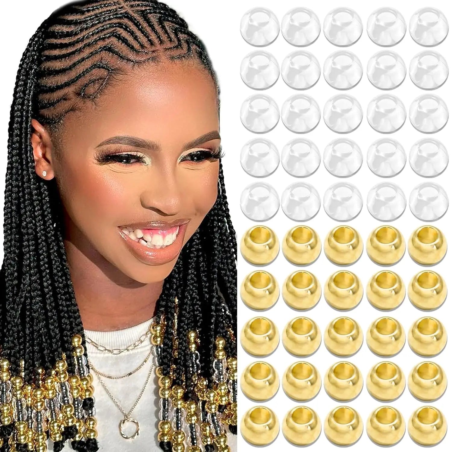 50PCS Hair Beads Loc Dreadlock Jewelry Clear Large Beads Braids Accessories Hair Decoration for Women Jewelry Making Kit - Shello's Creative Boutique