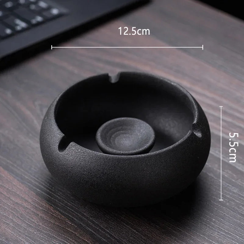 Creative Ceramic Ashtray with Lid – Anti-Fly Ash Desktop Ornament, 18 Styles