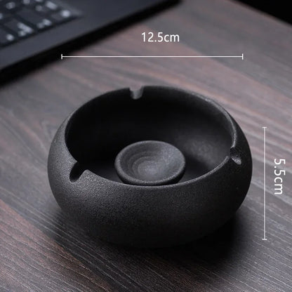 Creative Ceramic Ashtray with Lid – Anti-Fly Ash Desktop Ornament, 18 Styles