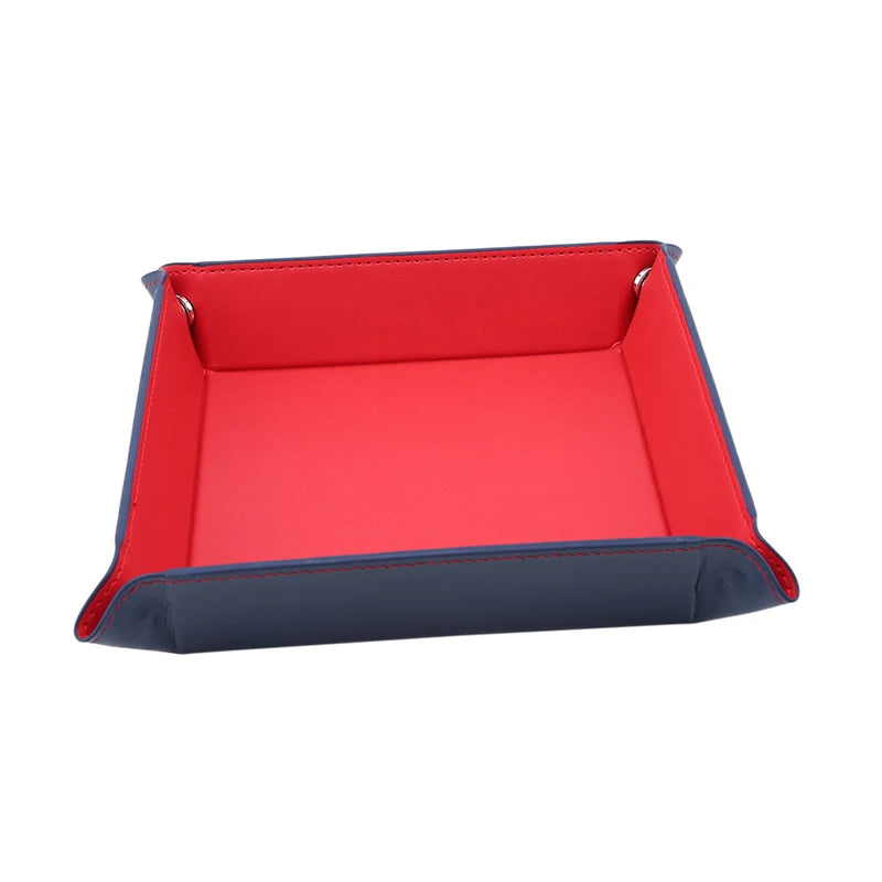 PU Leather Folding Valet Tray – Collapsible Desktop Storage for Keys, Phone, Wallet & Coins