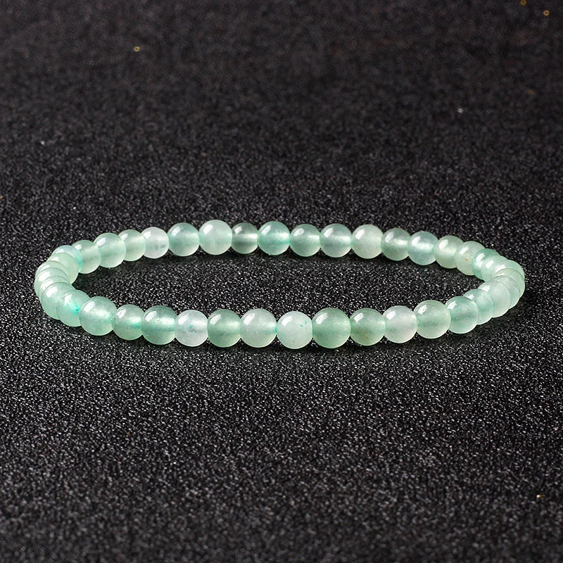 4mm Natural Stone Agate & Lava Stretch Bracelet – Handmade Tiny Bead Bangle for Men & Women