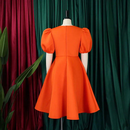 Elegant Pleated A-Line Dress - High Waist Mid-Calf Dress - Shello's Creative Boutique