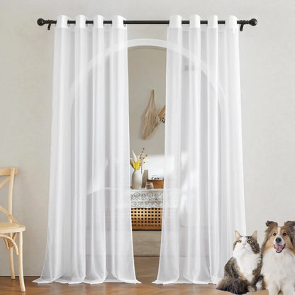 Sheer White Tulle Curtains – Elegant Voile Window Drapes - Shello's Creative Boutique