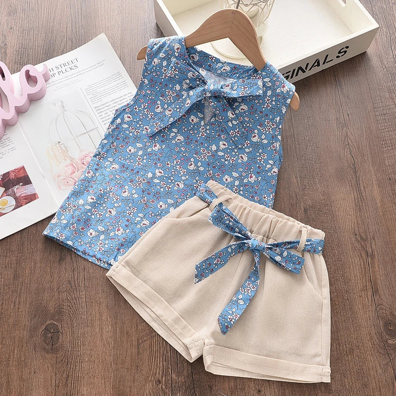 New Summer Baby Girls Clothes Children Sleeveless Vest Shorts 2Pcs/Sets Toddler Clothing Infant Fashion Costume Kids Tracksuits Shello's Creative Boutique