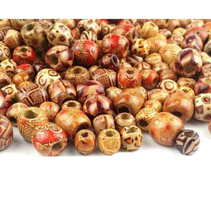 100pcs Wooden Dreadlock Beads - Vintage Natural Wood Hair Accessories - Shello's Creative Boutique