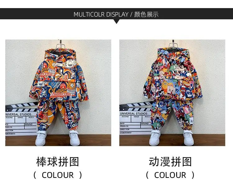 Children's Clothing Set Spring and Autumn Fashion 2024 Boys' Baby Jacket Pants Children's Fashionable Casual Two Piece Set Shello's Creative Boutique