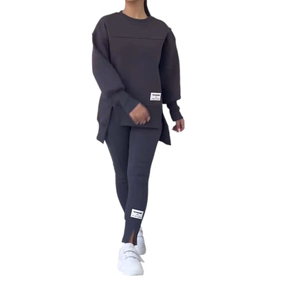 LAPA Women's Irregular Two-Piece Sweatshirt & Trouser Set – Autumn/Winter Casual Loose Knit Outfit (S–XXXL)