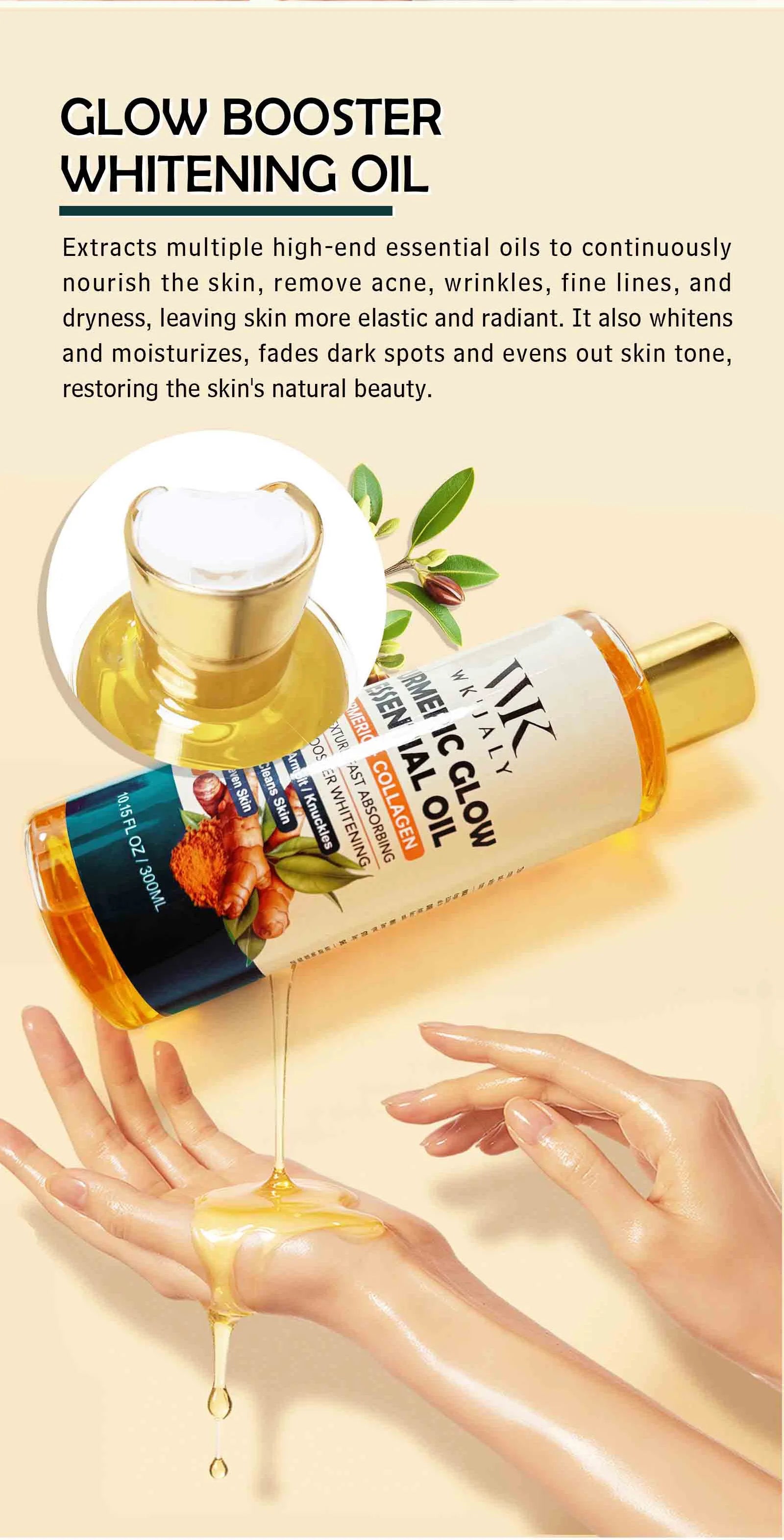 WK JALY Turmeric Glow Essential Body Oil, Moisturizing, Whitening, Fades Dark Armpit, Knuckles, Anti-Acne, Balance Uneven Skin - Shello's Creative Boutique