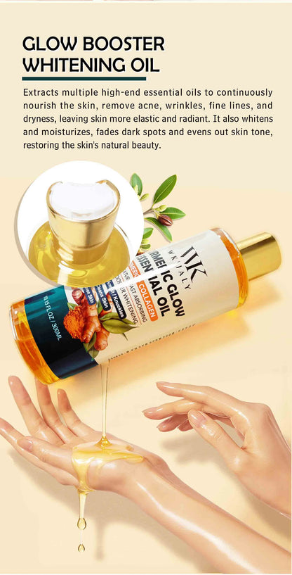 WK JALY Turmeric Glow Essential Body Oil, Moisturizing, Whitening, Fades Dark Armpit, Knuckles, Anti-Acne, Balance Uneven Skin - Shello's Creative Boutique