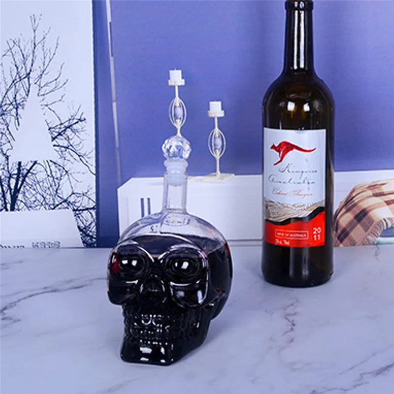 Skull Head Crystal Decanter & Glass Set – Gothic Bar Whisky Vodka Wine Spirits