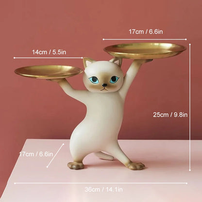 Cat Resin Sculpture Tray – Decorative Desktop Storage for Keys, Candy & Home Décor