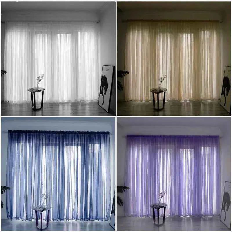 100*270cm Modern Curtains White Transparent Gauze Curtains Solid Color Kitchen Curtain Valves Window Fabrics Rustic Decoration