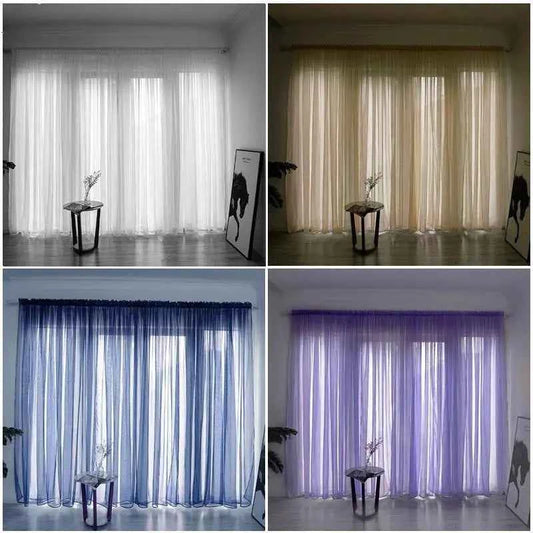 100*270cm Modern Curtains White Transparent Gauze Curtains Solid Color Kitchen Curtain Valves Window Fabrics Rustic Decoration