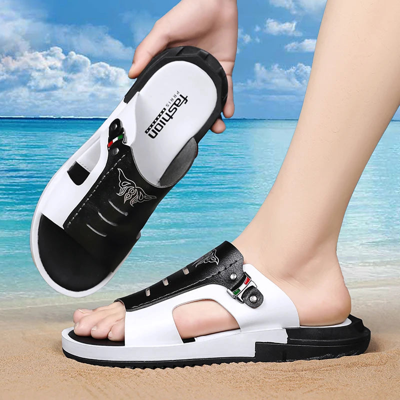 Men's Casual Summer Sandals – Black & Orange