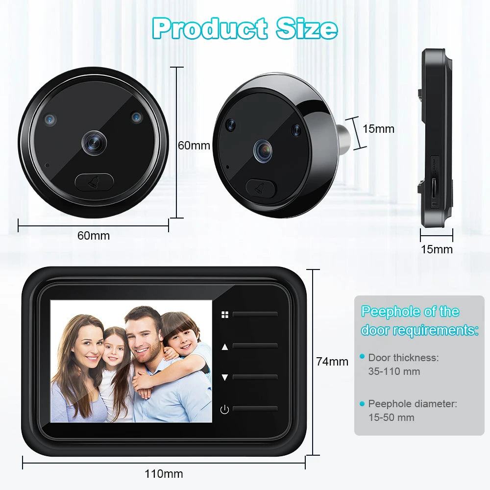 2.4 Inch LCD Door Peephole Camera with IR Night Vision & Video Recording