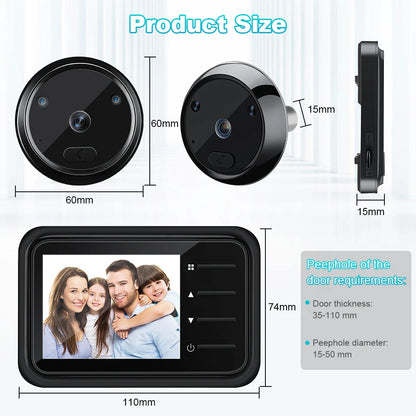 2.4 Inch LCD Door Peephole Camera with IR Night Vision & Video Recording
