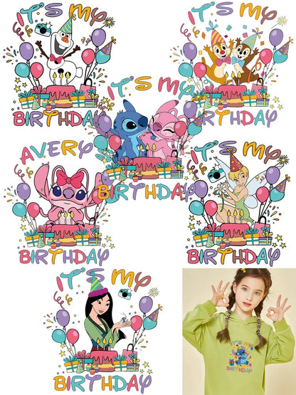 It's my birthday thermo-stickers for children Clothing patches Stitch vinyl stickers iron on transfer Shello's Creative Boutique