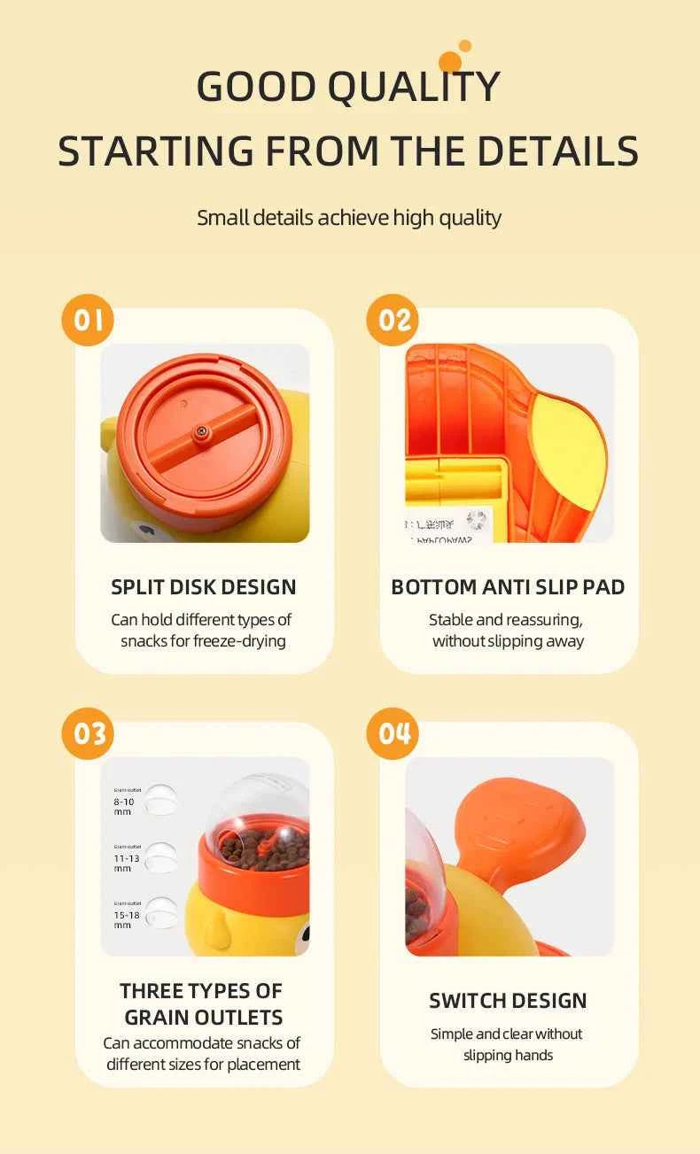 Pet Snack Feeder Dog Food Dispenser Automatic Feeder Puppy Cartoon Duck Design Used to Train Dogs Accessories Cats Cat Supplies