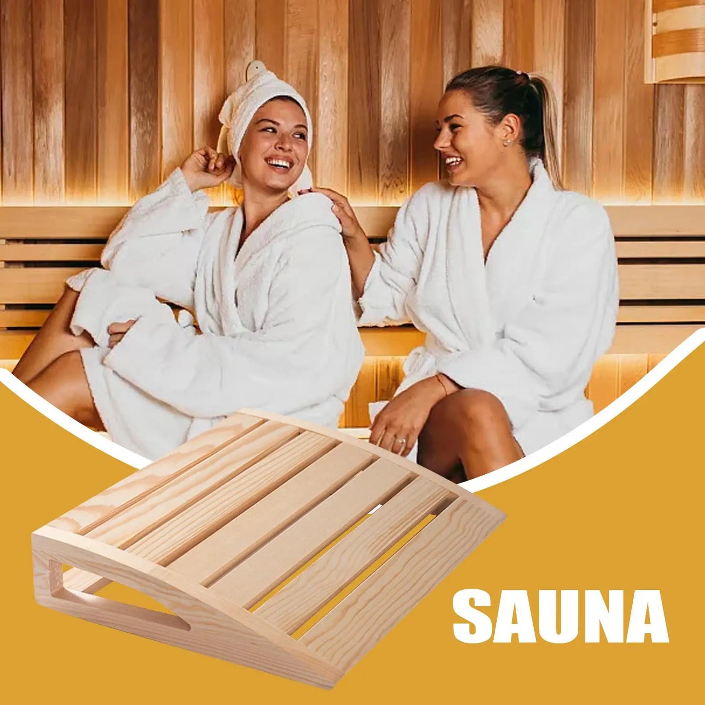 Solid Wood Sauna Headrest Pillow – Ergonomic Neck Support for Sauna & Steam Room