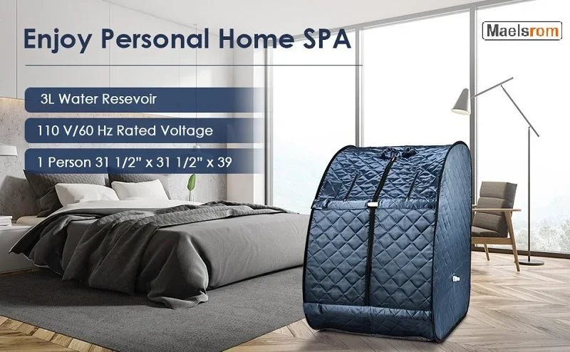 Portable 3L Steam Sauna Tent – 1000W Foldable Home Spa with Remote Control & Chair