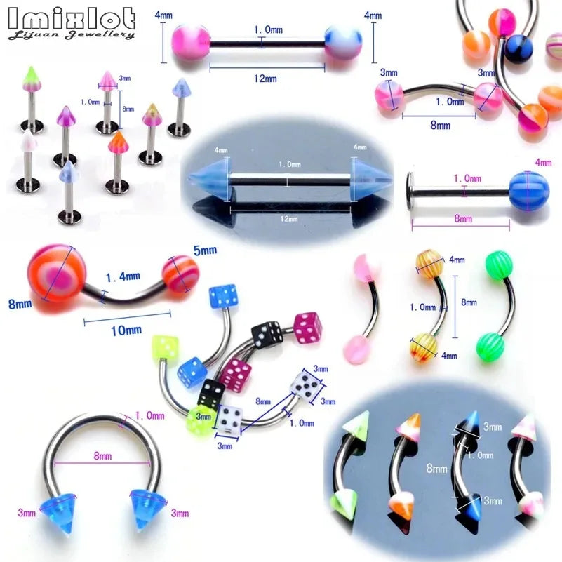 45/90-Piece Stainless Steel Body Piercing Jewellery Set