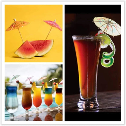 50pcs Mini Cocktail Umbrella Picks — Paper Parasol Party Sticks for Drinks & Cakes