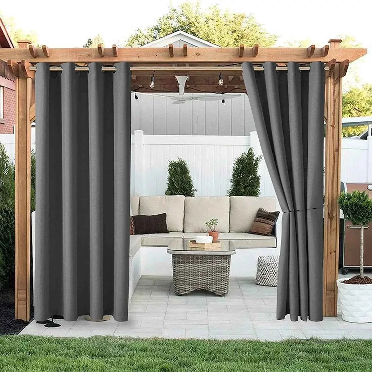 Waterproof Outdoor Curtains - UV Resistant Privacy Drapes for Patio Pergola Terrace - Shello's Creative Boutique
