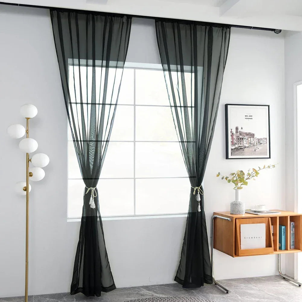 Sheer White Tulle Curtains – Elegant Voile Window Drapes - Shello's Creative Boutique