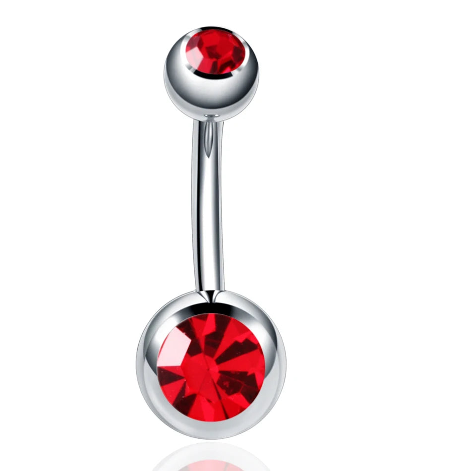 Stainless Steel Cubic Zirconia Drop Navel Ring