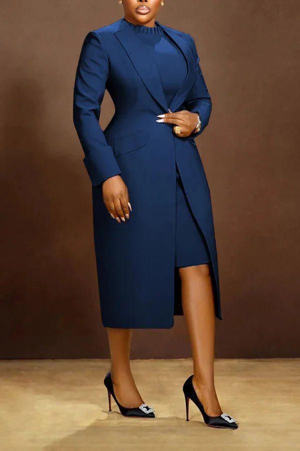 2-Piece Blazer & Dress Set - Plus Size Office Wear - Shello's Creative Boutique