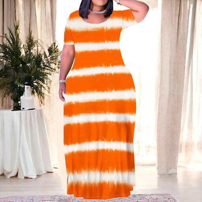 Plus Size Tie Dye Maxi Dress - Summer Party Floor-Length Dress - Shello's Creative Boutique