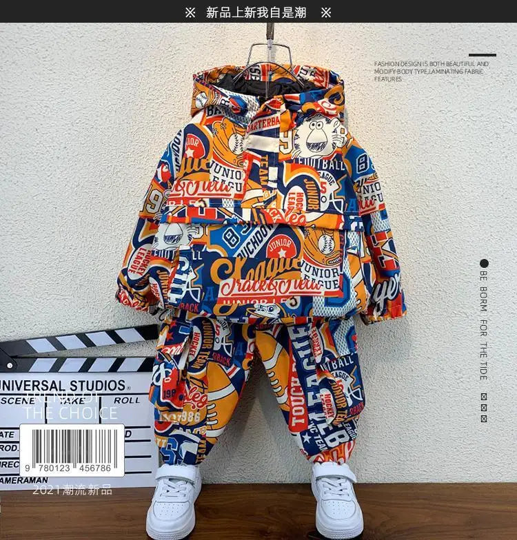 Children's Clothing Set Spring and Autumn Fashion 2024 Boys' Baby Jacket Pants Children's Fashionable Casual Two Piece Set Shello's Creative Boutique