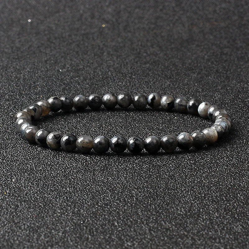 4mm Natural Stone Agate & Lava Stretch Bracelet – Handmade Tiny Bead Bangle for Men & Women